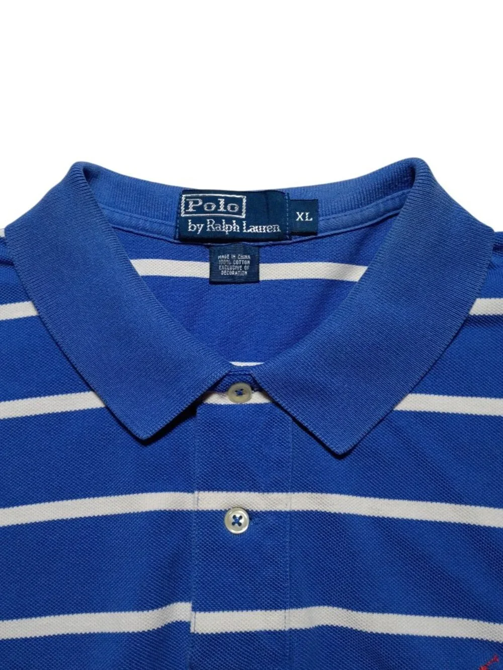 Vintage Polo Ralph Lauren Men’s XL Blue & White Striped Polo Shirt